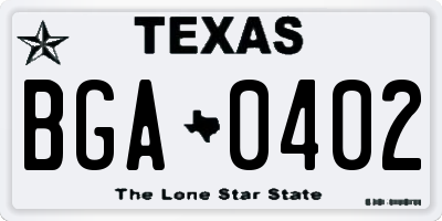 TX license plate BGA0402