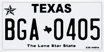 TX license plate BGA0405