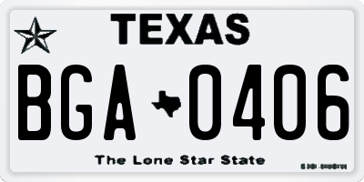 TX license plate BGA0406
