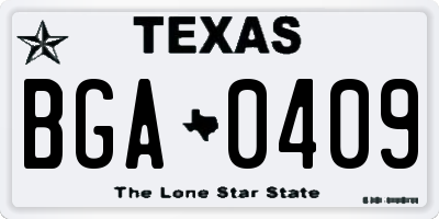 TX license plate BGA0409