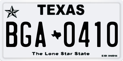 TX license plate BGA0410