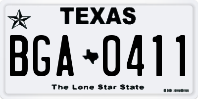 TX license plate BGA0411
