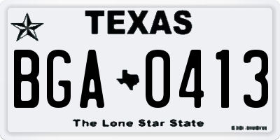 TX license plate BGA0413