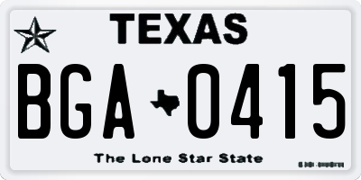 TX license plate BGA0415