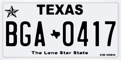 TX license plate BGA0417