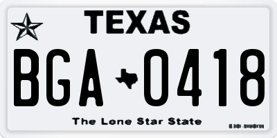 TX license plate BGA0418