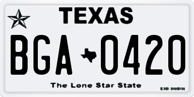TX license plate BGA0420