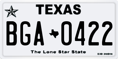 TX license plate BGA0422