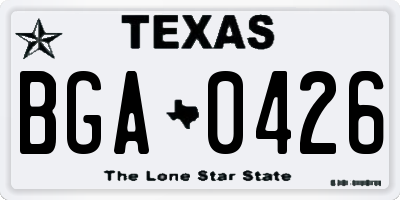 TX license plate BGA0426