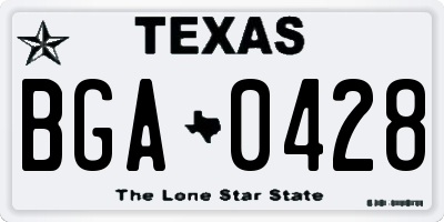 TX license plate BGA0428