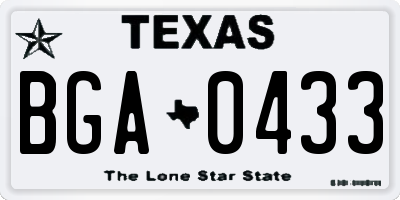 TX license plate BGA0433