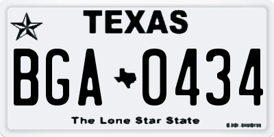 TX license plate BGA0434