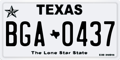 TX license plate BGA0437