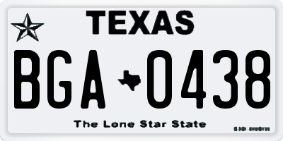 TX license plate BGA0438
