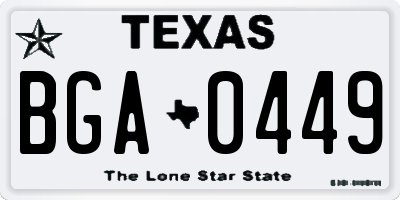 TX license plate BGA0449