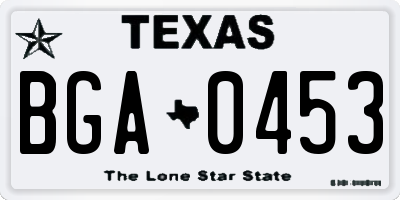 TX license plate BGA0453