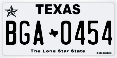 TX license plate BGA0454