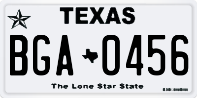 TX license plate BGA0456