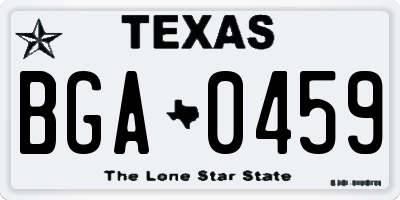 TX license plate BGA0459