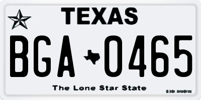 TX license plate BGA0465