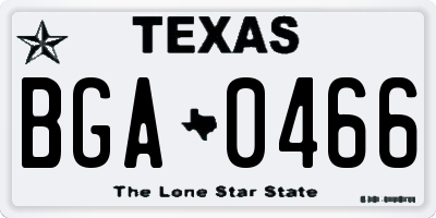 TX license plate BGA0466