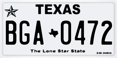 TX license plate BGA0472