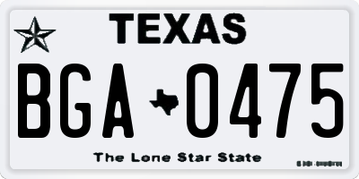 TX license plate BGA0475