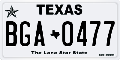TX license plate BGA0477