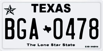 TX license plate BGA0478