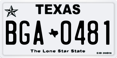 TX license plate BGA0481