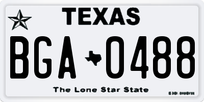 TX license plate BGA0488