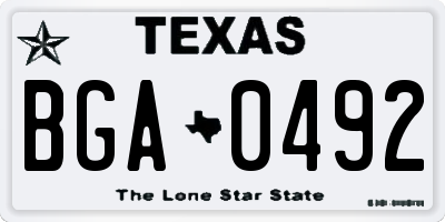 TX license plate BGA0492