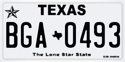 TX license plate BGA0493