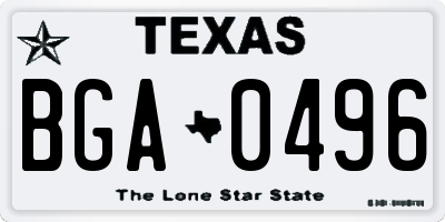 TX license plate BGA0496