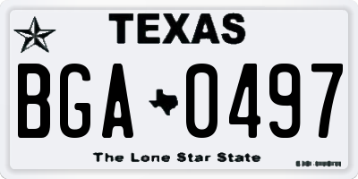 TX license plate BGA0497