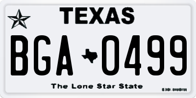 TX license plate BGA0499