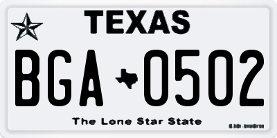 TX license plate BGA0502