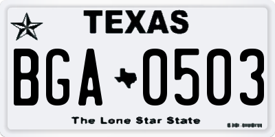 TX license plate BGA0503