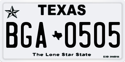 TX license plate BGA0505
