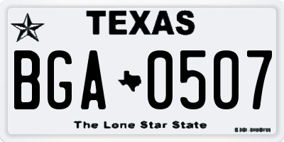 TX license plate BGA0507