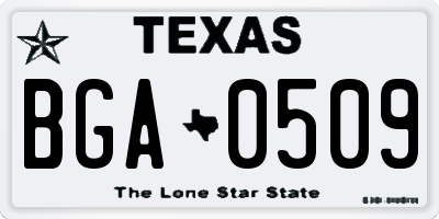 TX license plate BGA0509