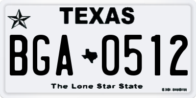TX license plate BGA0512