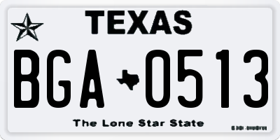 TX license plate BGA0513