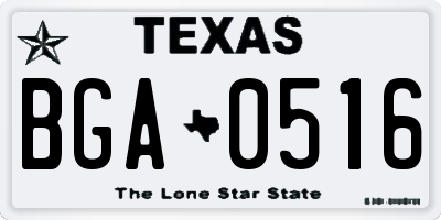 TX license plate BGA0516