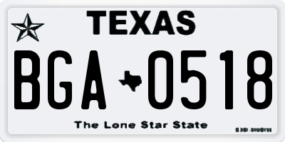 TX license plate BGA0518