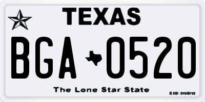 TX license plate BGA0520