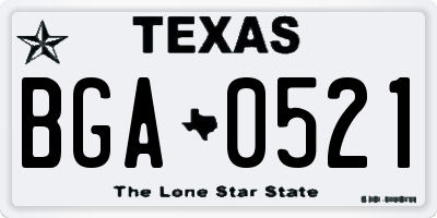 TX license plate BGA0521