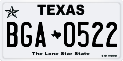 TX license plate BGA0522