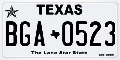 TX license plate BGA0523