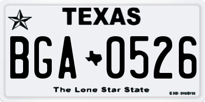TX license plate BGA0526